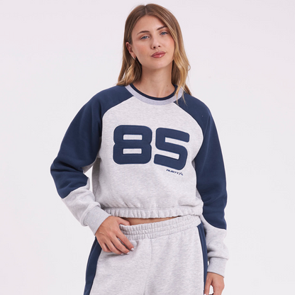 Buzo Rusty Harvest Cropped Crew Fleece Ld Grey Marle