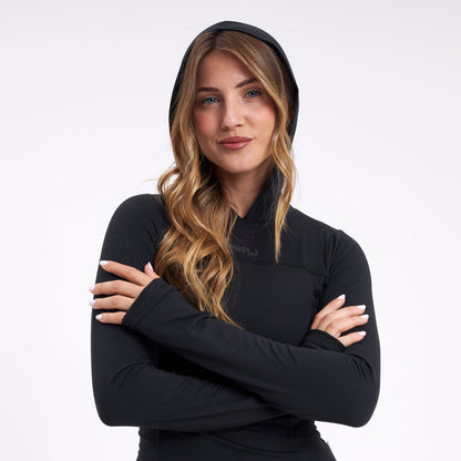 Fashion Top Rusty Hide Hood Ls Tee Black
