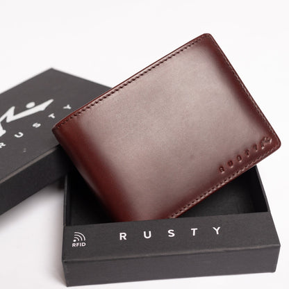 Billetera Rusty High River 2 Leather Wallet Dark Tan