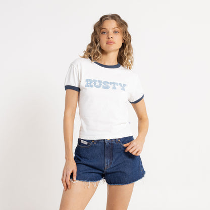 Remera Mc Rusty Hot Stud Contrast Ringer Baby Tee Ld Snow White