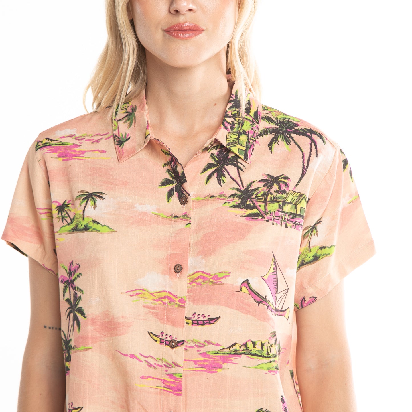 Camisa Mc Rusty Balnear Shirt Ld Mellow Peach