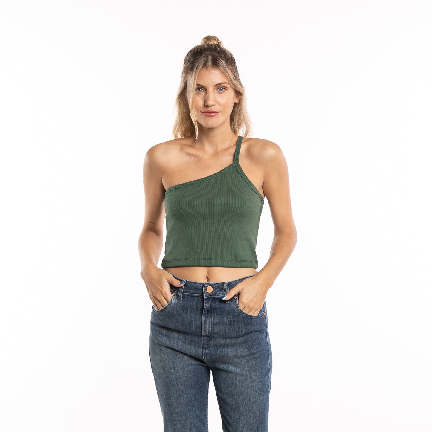 Musculosa Rusty Everywhere One Shoulder Tank Ld Dark Emerald