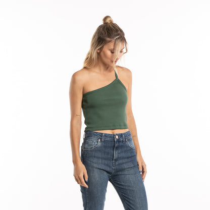 Musculosa Rusty Everywhere One Shoulder Tank Ld Dark Emerald