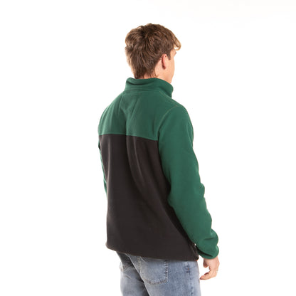 Buzo Rusty Acacias Polar 1/4 Button Crew Black/Deep Teal