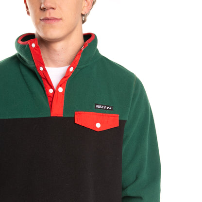 Buzo Rusty Acacias Polar 1/4 Button Crew Black/Deep Teal