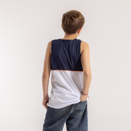 Musculosa Rusty Infinity Tank Jr White/Navy Blue