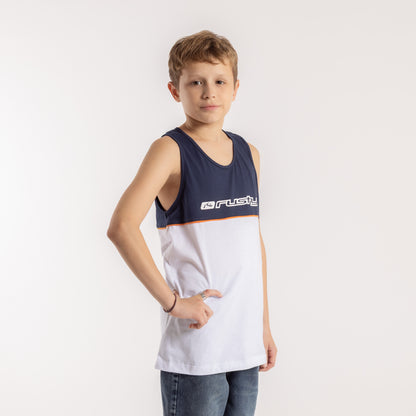 Musculosa Rusty Infinity Tank Jr White/Navy Blue