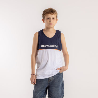 Musculosa Rusty Infinity Tank Jr White/Navy Blue