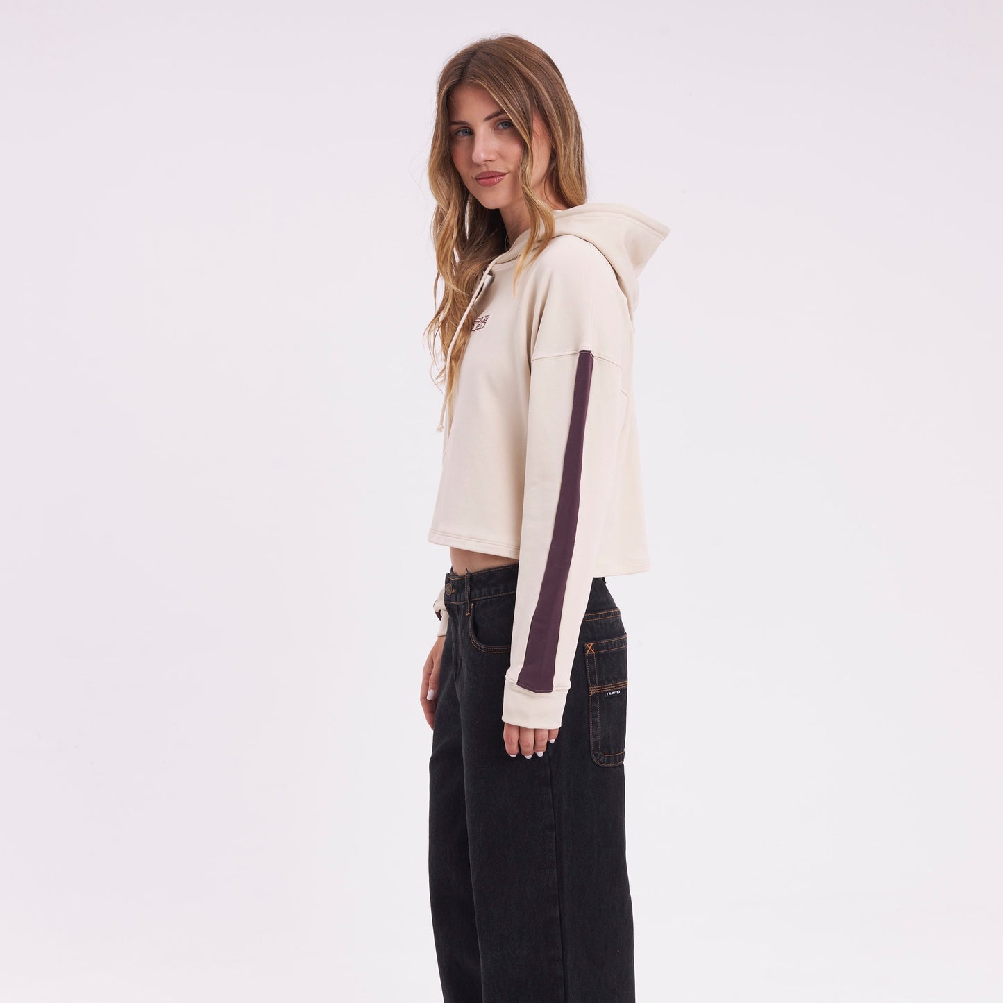 Canguro Rusty Karma Relaxed Crop Hood Ld Egret