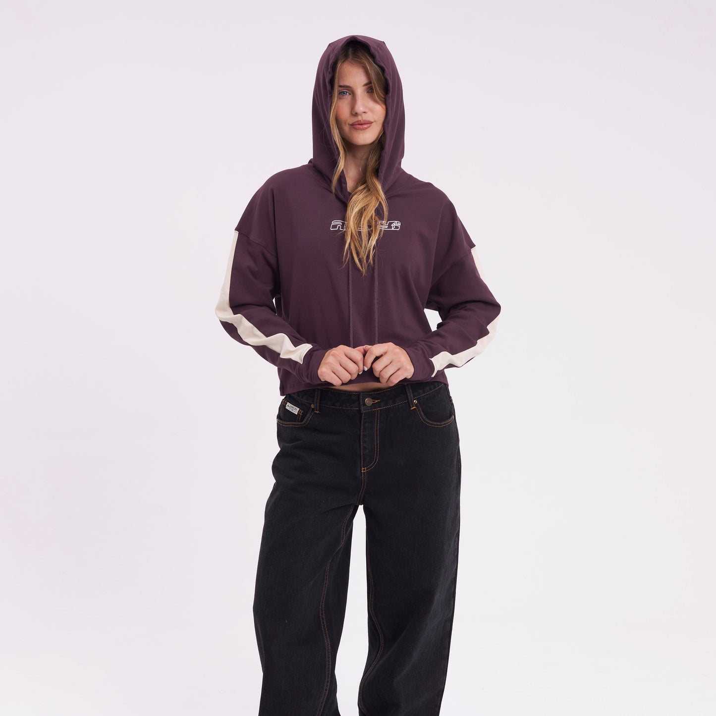 Canguro Rusty Karma Relaxed Crop Hood Ld Purple