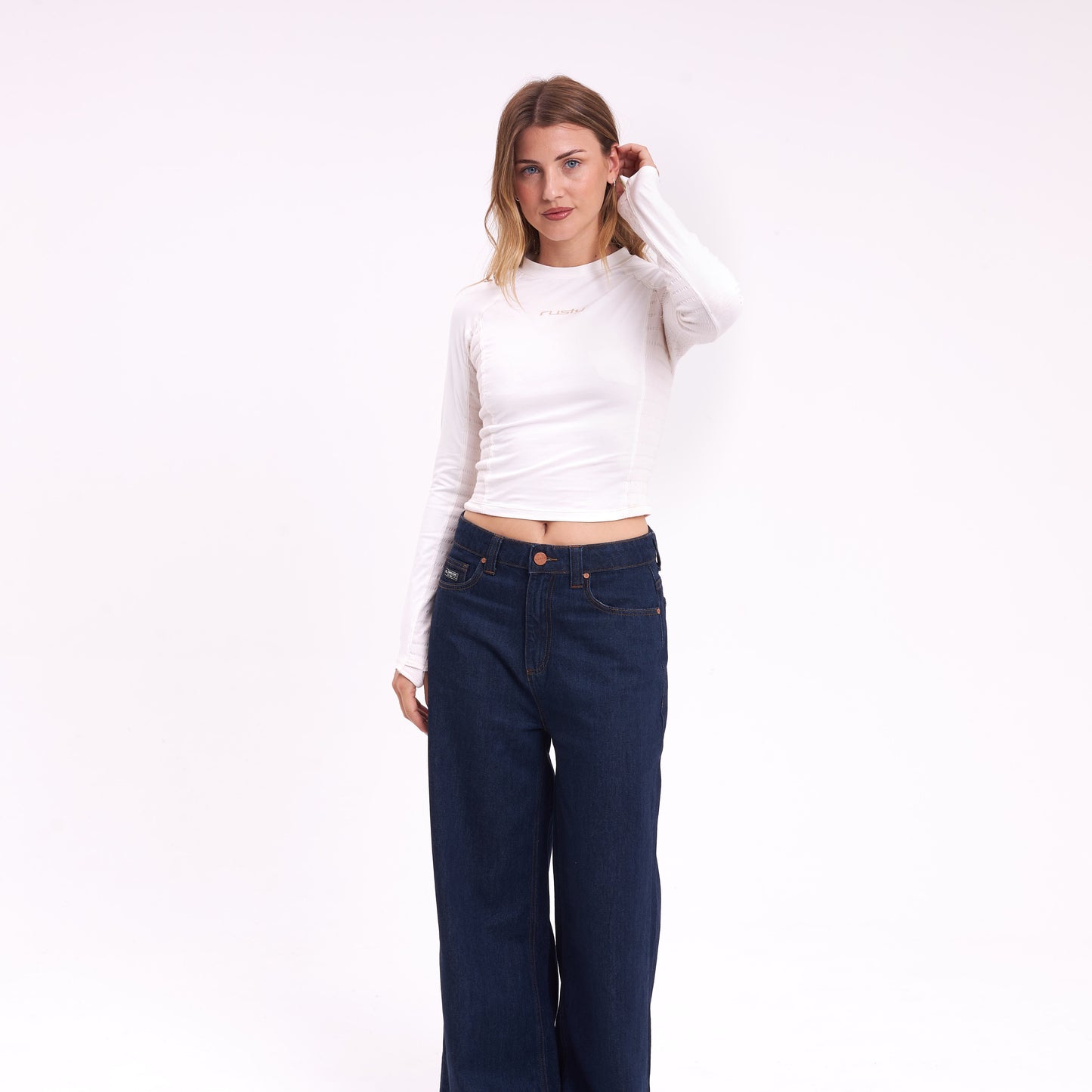 Fashion Top Rusty Kick Textured Ls Top Ld Ecru