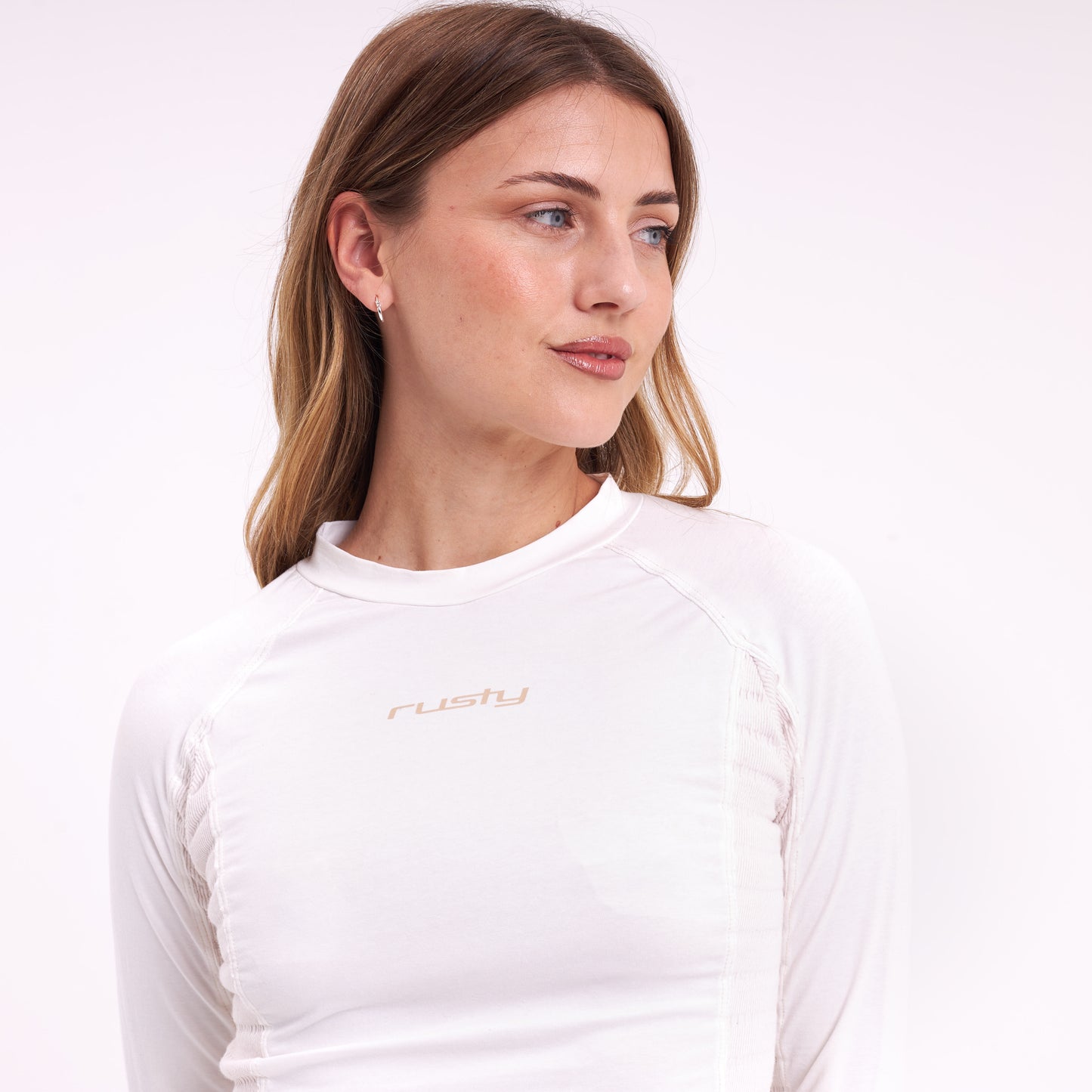 Fashion Top Rusty Kick Textured Ls Top Ld Ecru