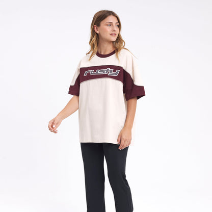 Remera Mc Rusty Kinetic Oversize Tee Cream/Burgundy
