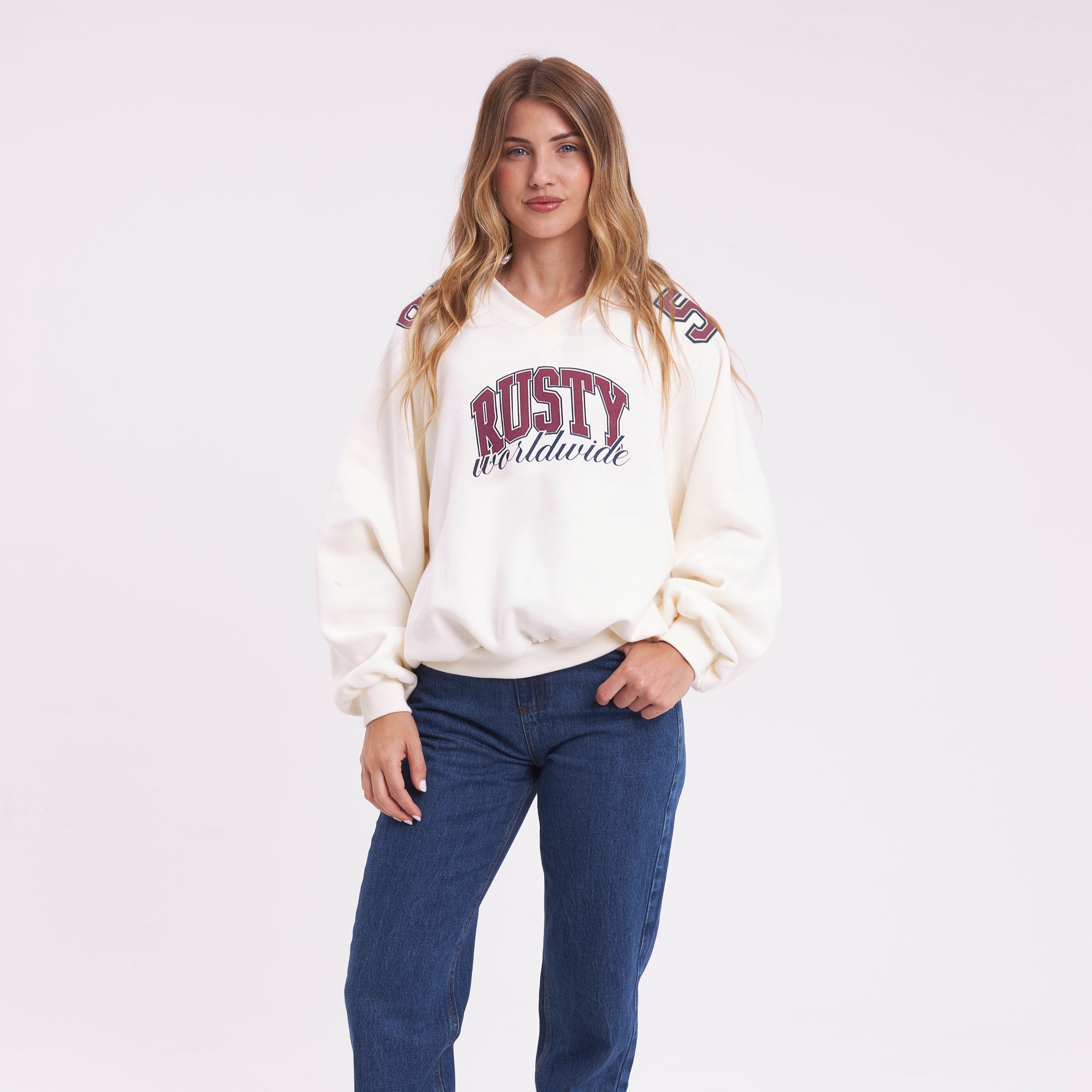 Buzo Rusty Lovefool V Neck Crop Crew Ld Egret