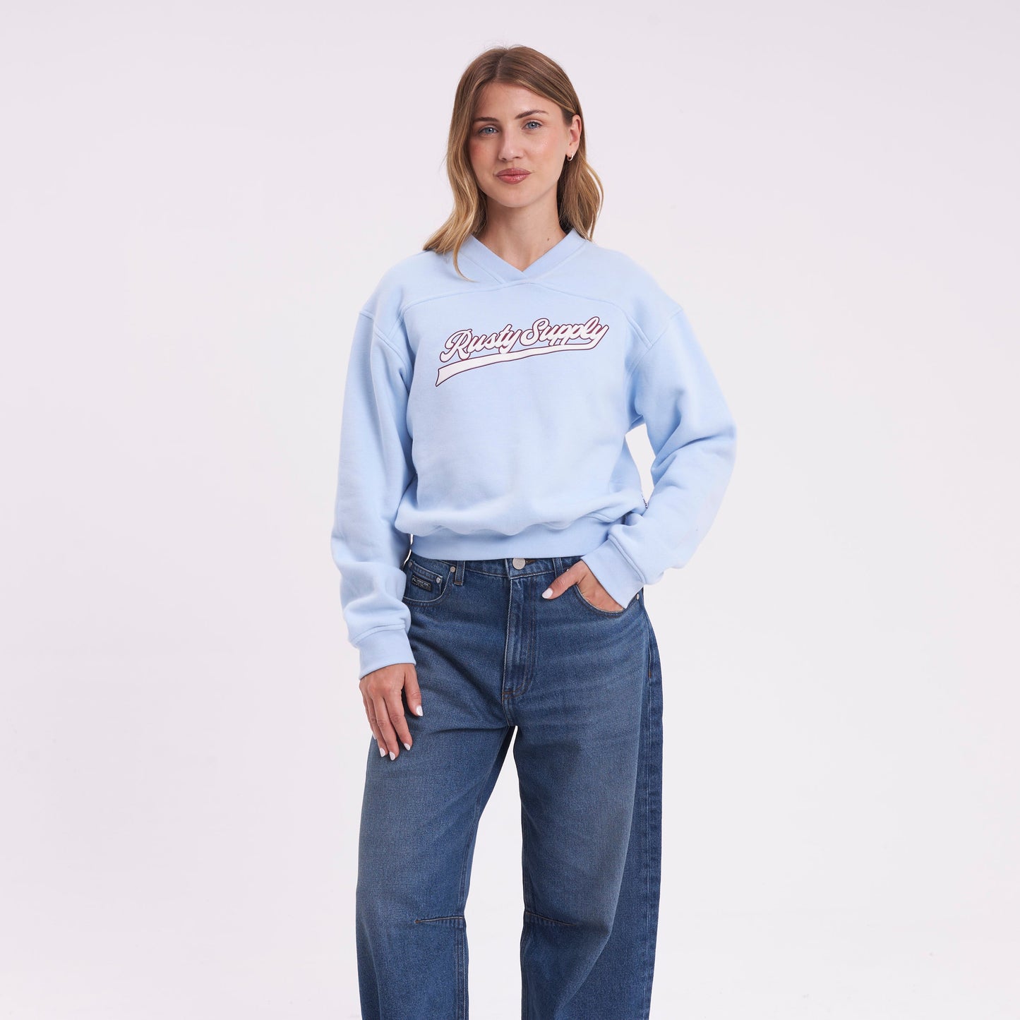 Buzo Rusty Magic Relaxed Crew Ld Retro Blue