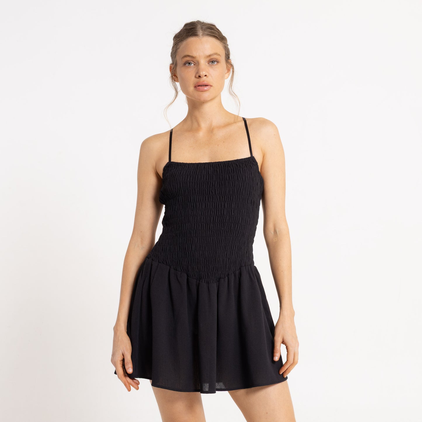 Vestido Rusty Mimi Smocked Mini Dress Ld Black