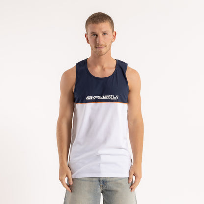 Musculosa Rusty Infinity Tank White/Navy Blue