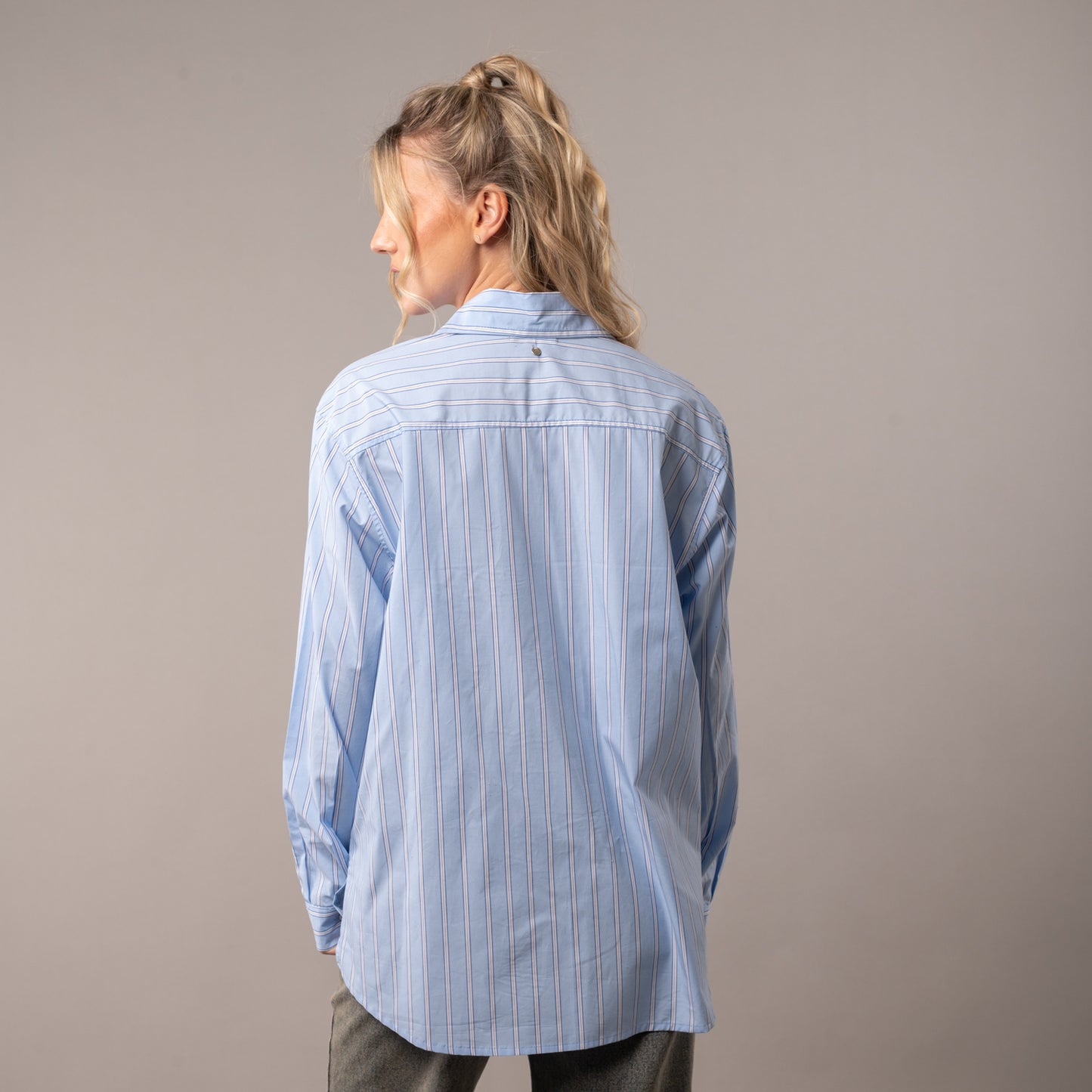 Camisa Ml Rusty Mykonos Stripe Oversize Shirt Ld Glacier Lake