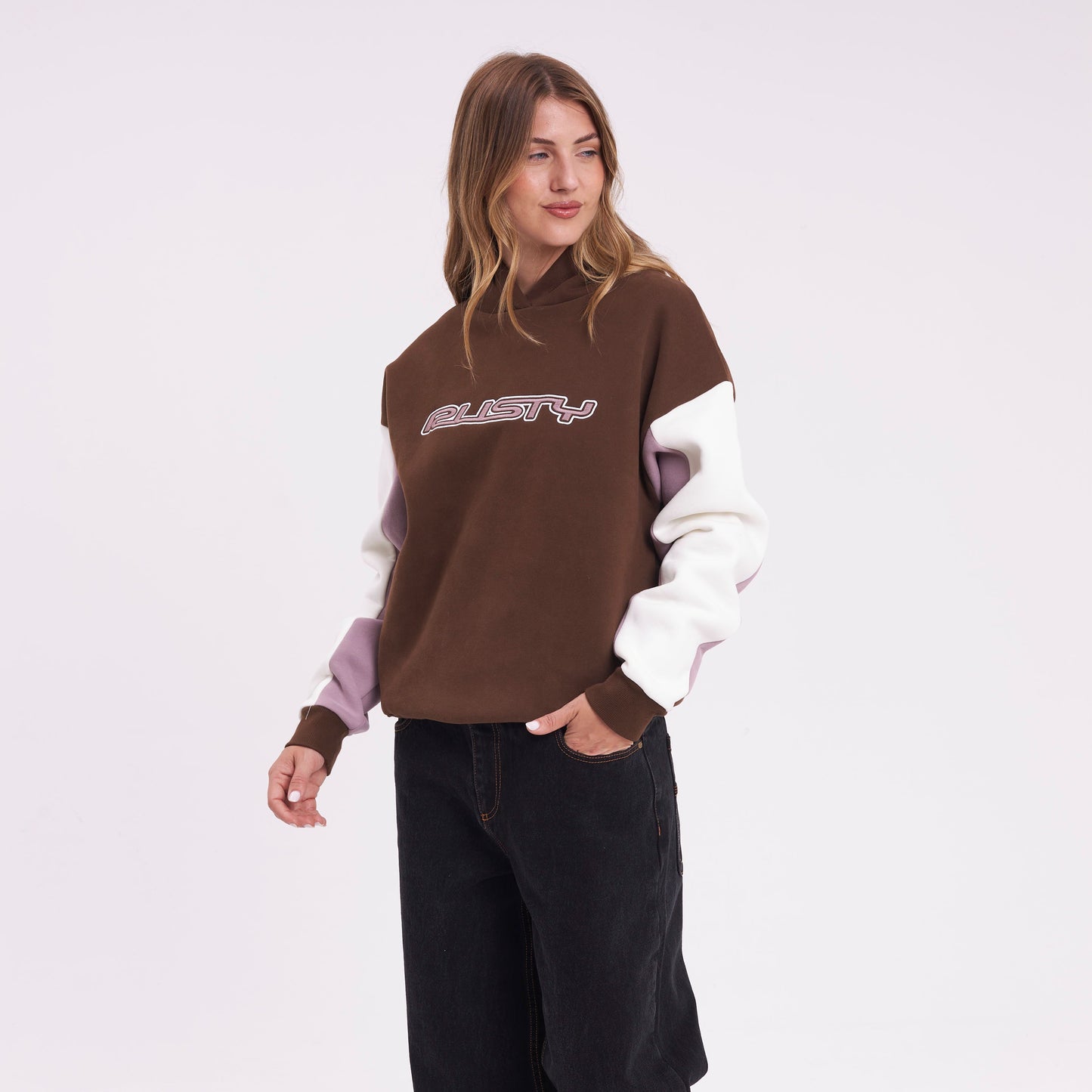 Canguro Rusty Neopole Panelled Hooded Fleece Pinecone/Berry Cream