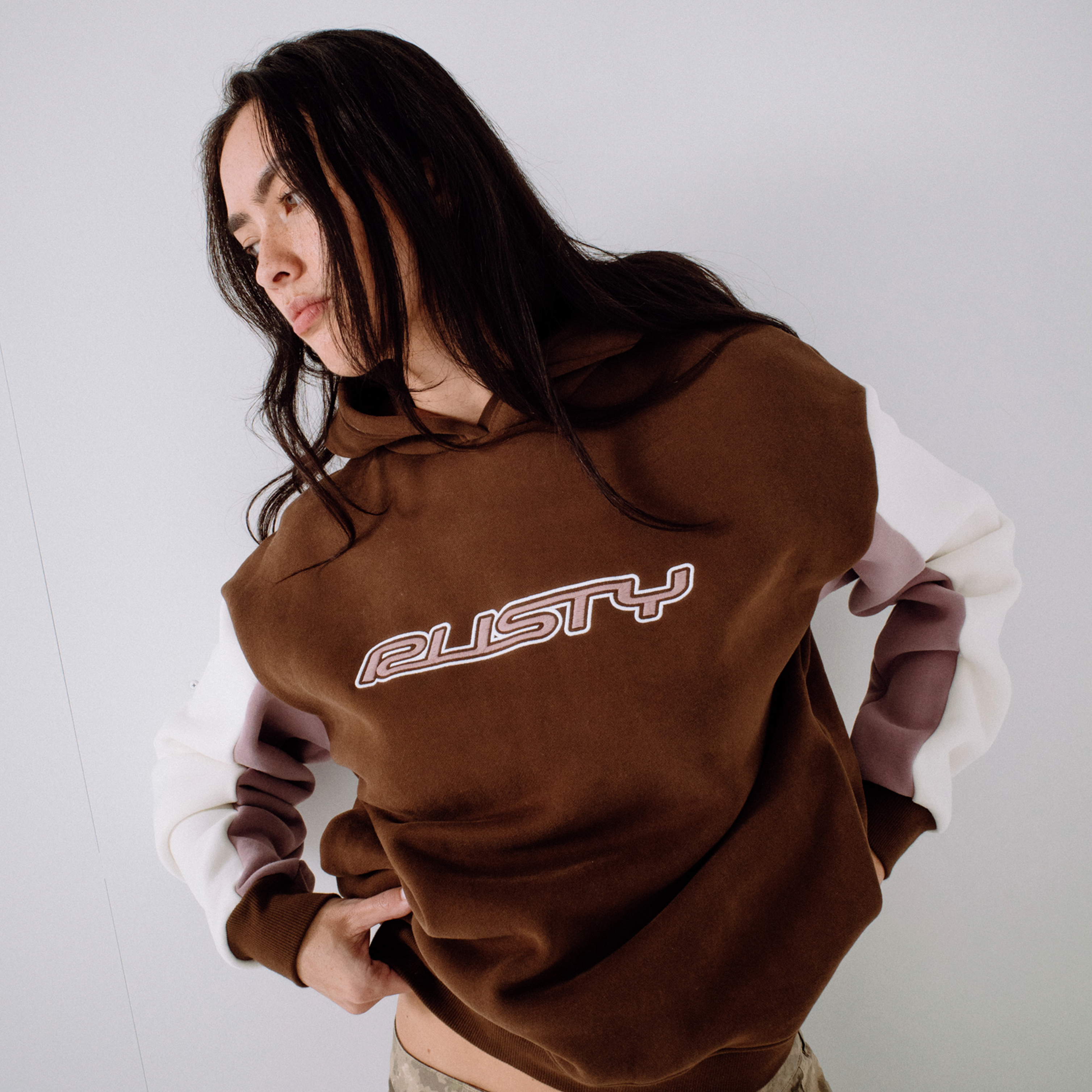 Canguro Rusty Neopole Panelled Hooded Fleece Pinecone/Berry Cream