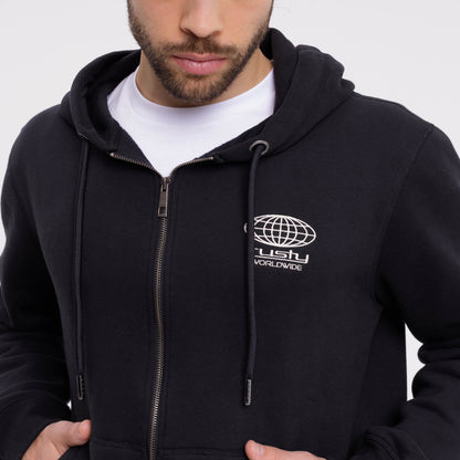 Campera Canguro Rusty One Logo Zip Hood* Black