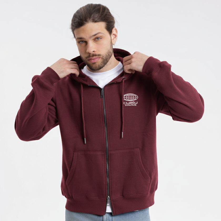 Campera Canguro Rusty One Logo Zip Hood* Brown Espresso