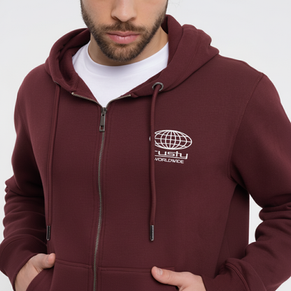 Campera Canguro Rusty One Logo Zip Hood* Brown Espresso