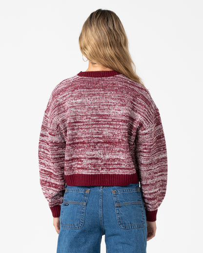 Sweater Rusty Marcy Crop L/S Crew Knit Burgundy