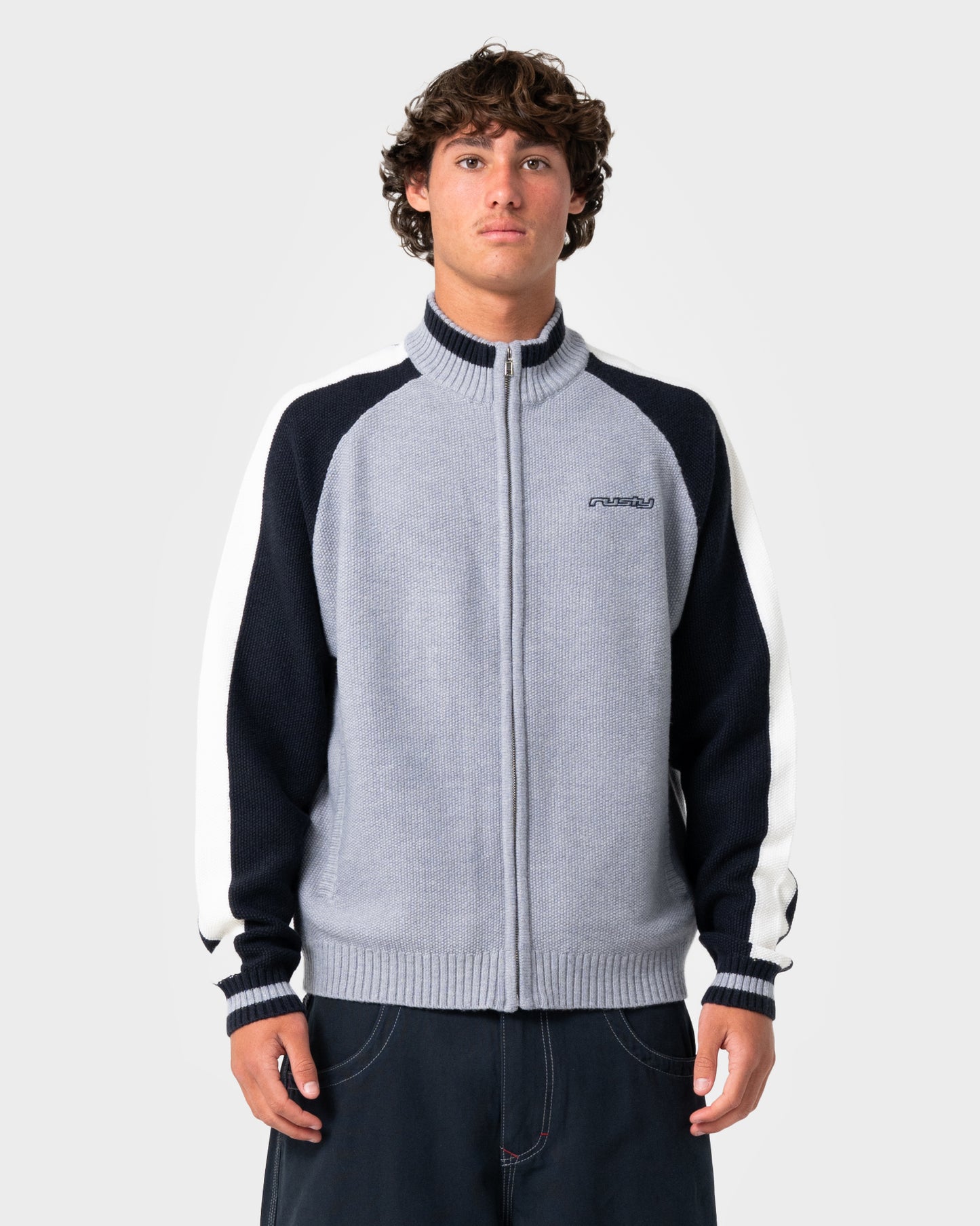 Sweater Rusty Sparsity Knitted Bomber Grey Marle