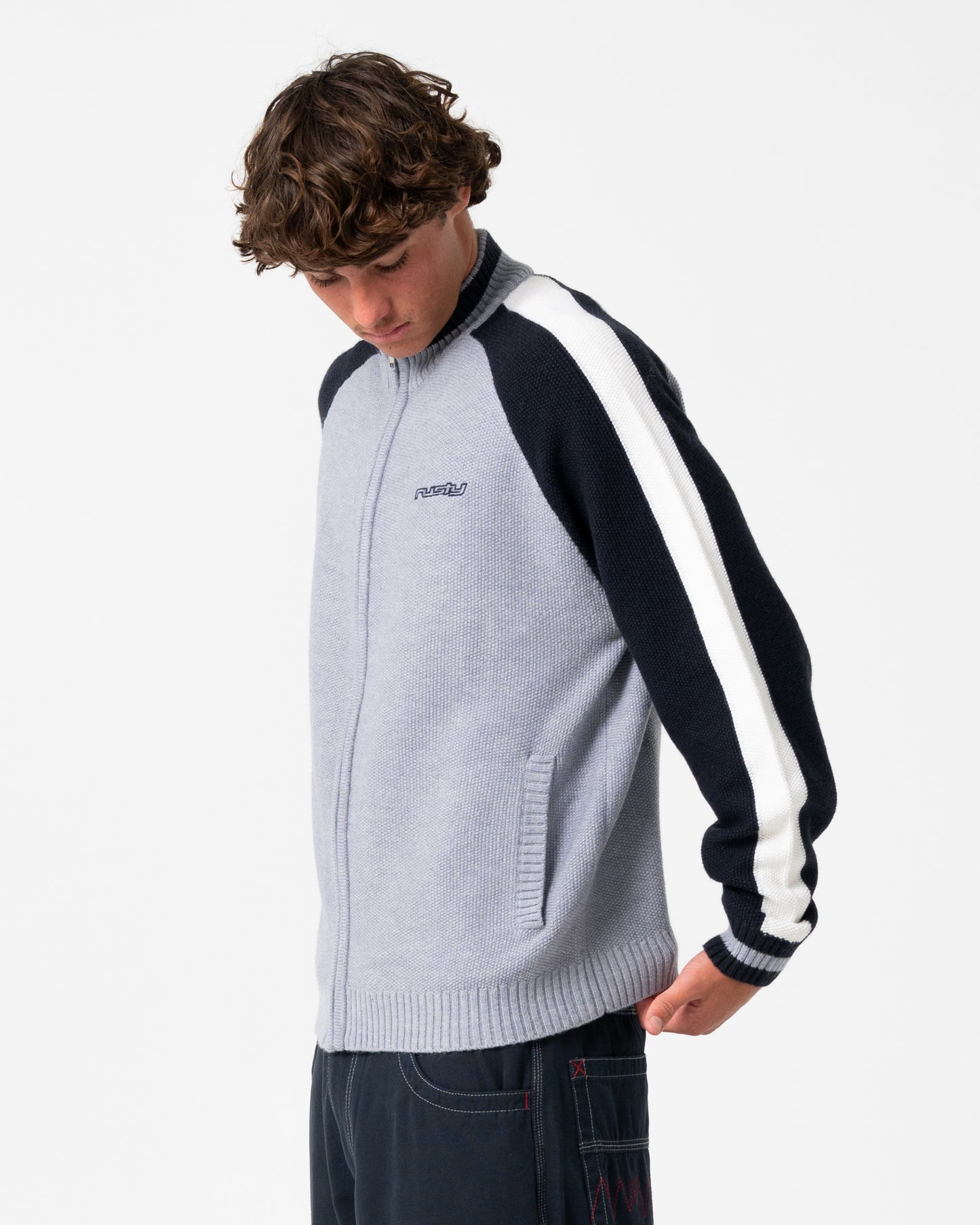 Sweater Rusty Sparsity Knitted Bomber Grey Marle