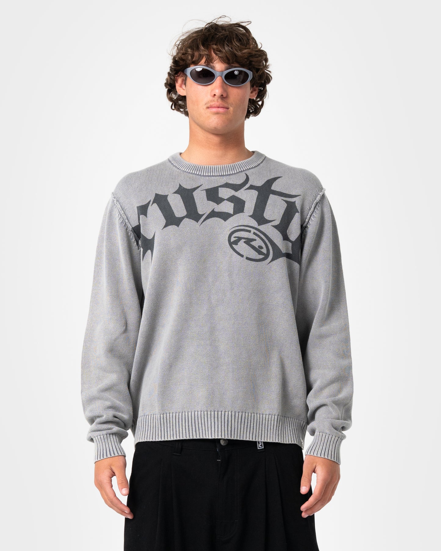 Sweater Saxon Printed Sweater Steel Blue