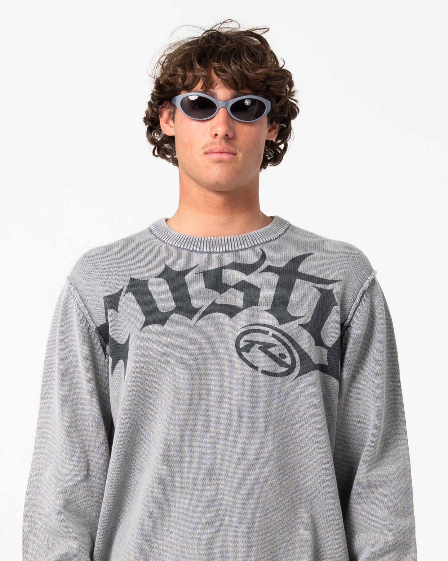 Sweater Saxon Printed Sweater Steel Blue