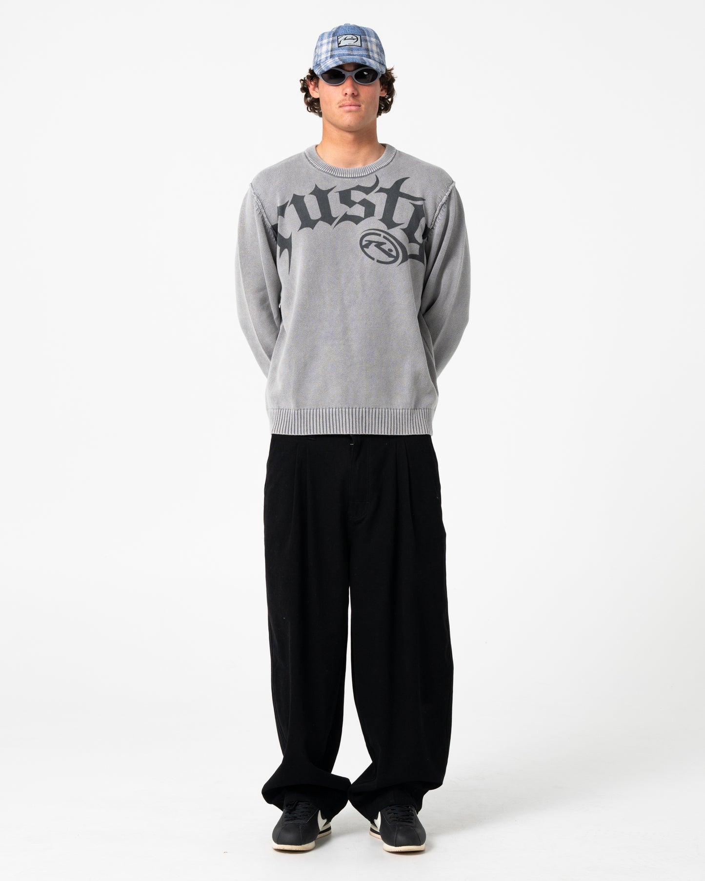Sweater Saxon Printed Sweater Steel Blue