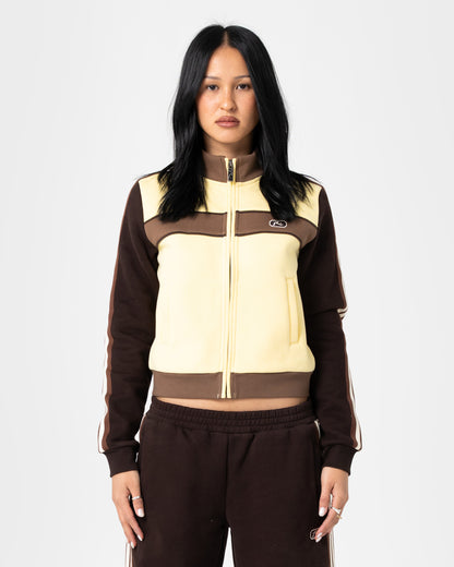 Campera Canguro Rusty Toffee Zip Through Fleece Pale Banana