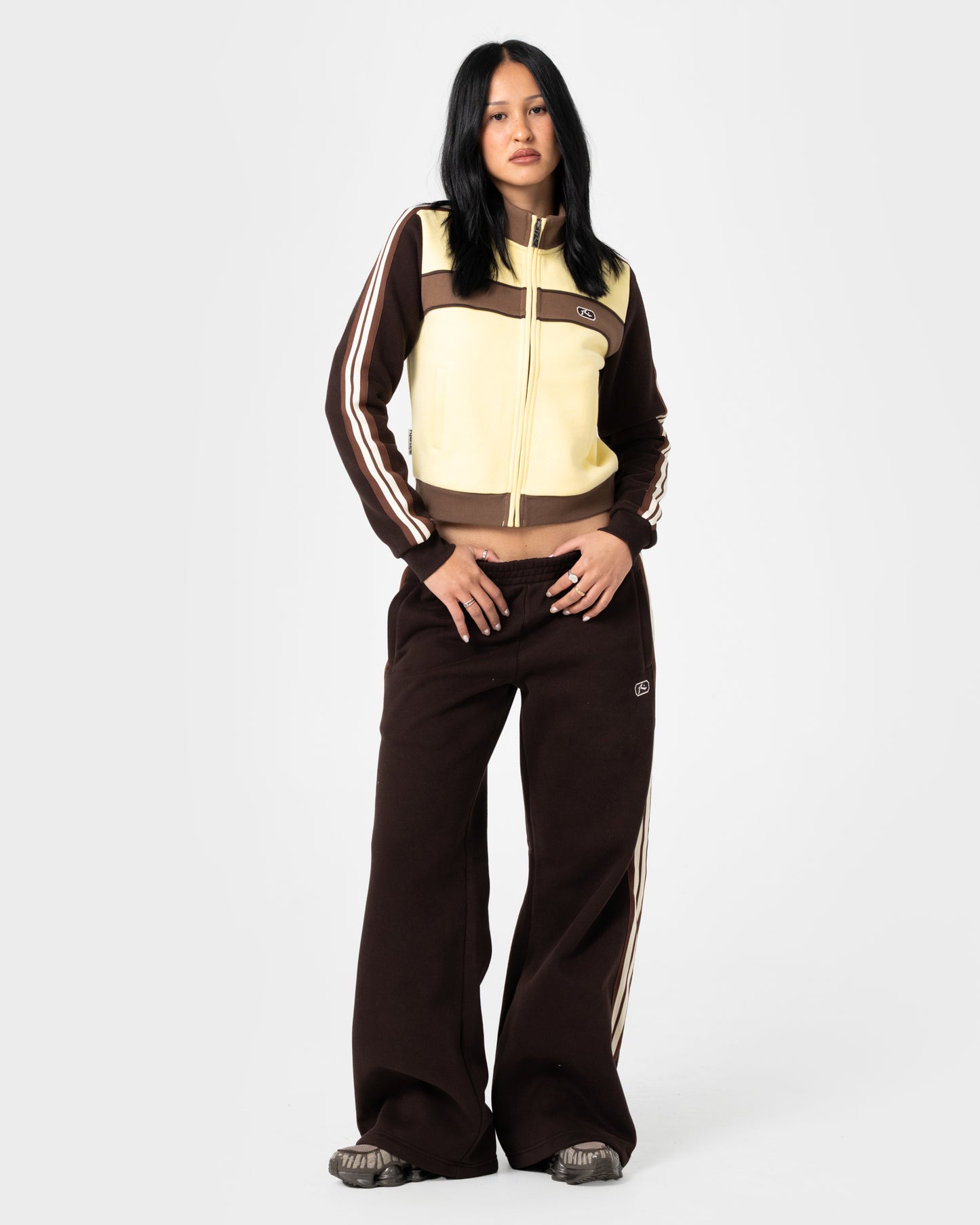 Campera Canguro Rusty Toffee Zip Through Fleece Pale Banana