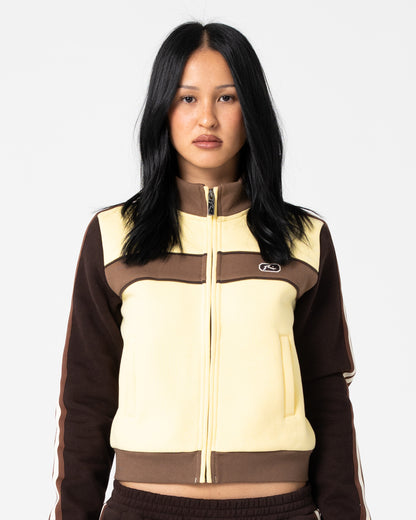 Campera Canguro Rusty Toffee Zip Through Fleece Pale Banana