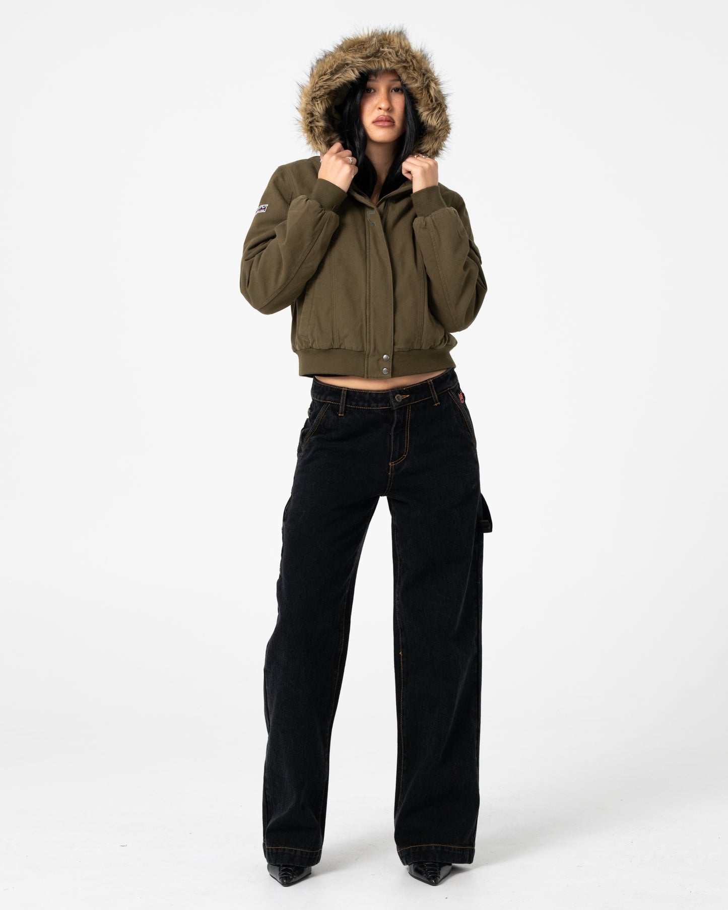 Campera Abrigo Rusty Ultra Furry Bomber Jacket Army Green