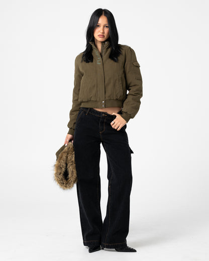 Campera Abrigo Rusty Ultra Furry Bomber Jacket Army Green