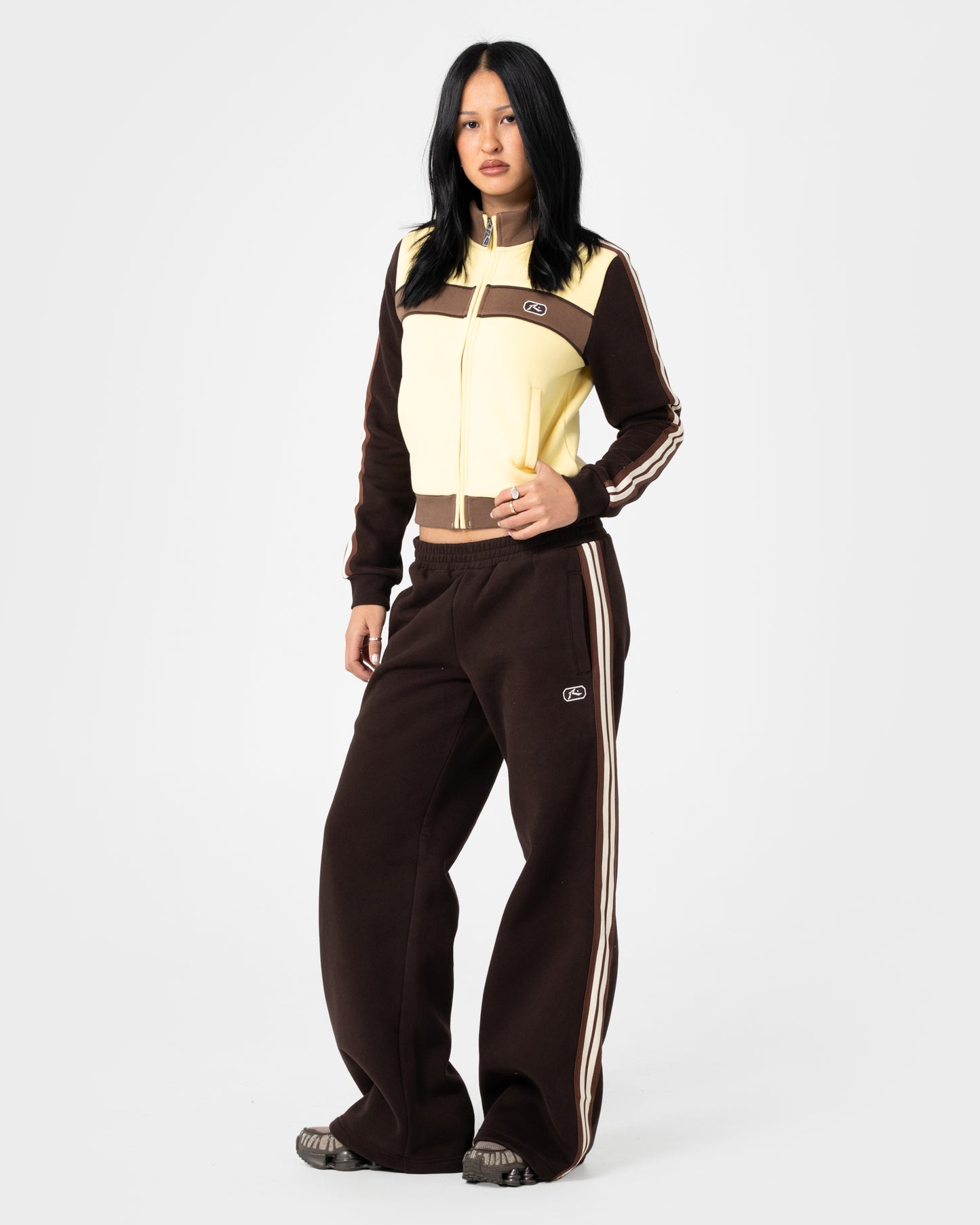 Jogging Rusty Toffee Wide Leg Fleece Pant Java