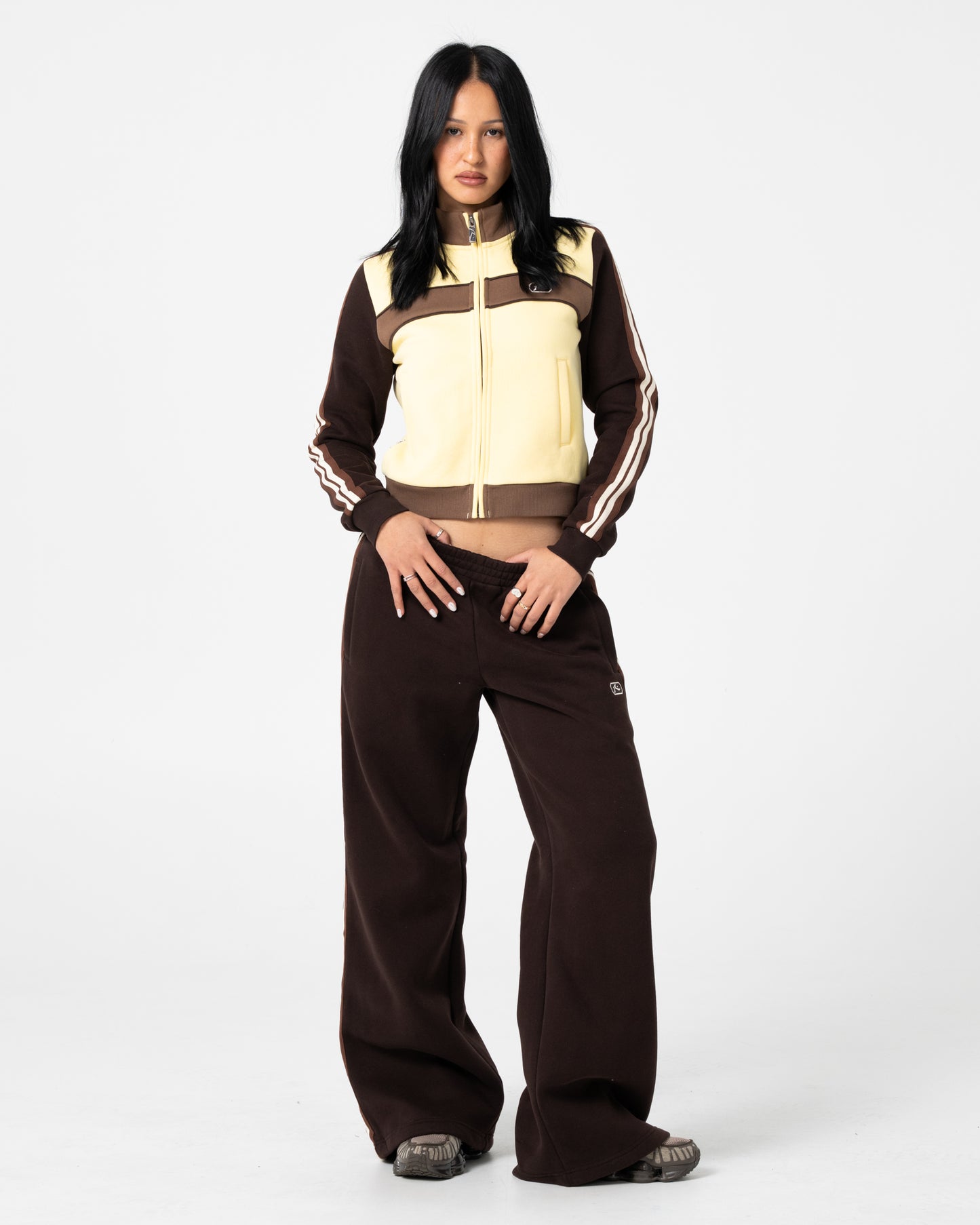 Jogging Rusty Toffee Wide Leg Fleece Pant Java