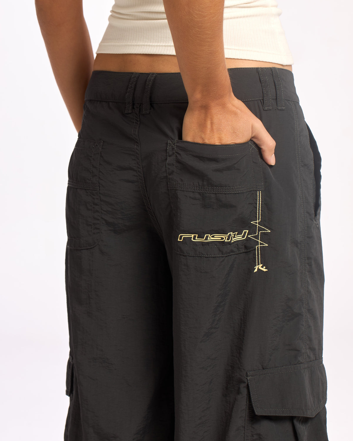 Pantalon Rusty Melrose Loose Low Rise Cargo Pant Carbon