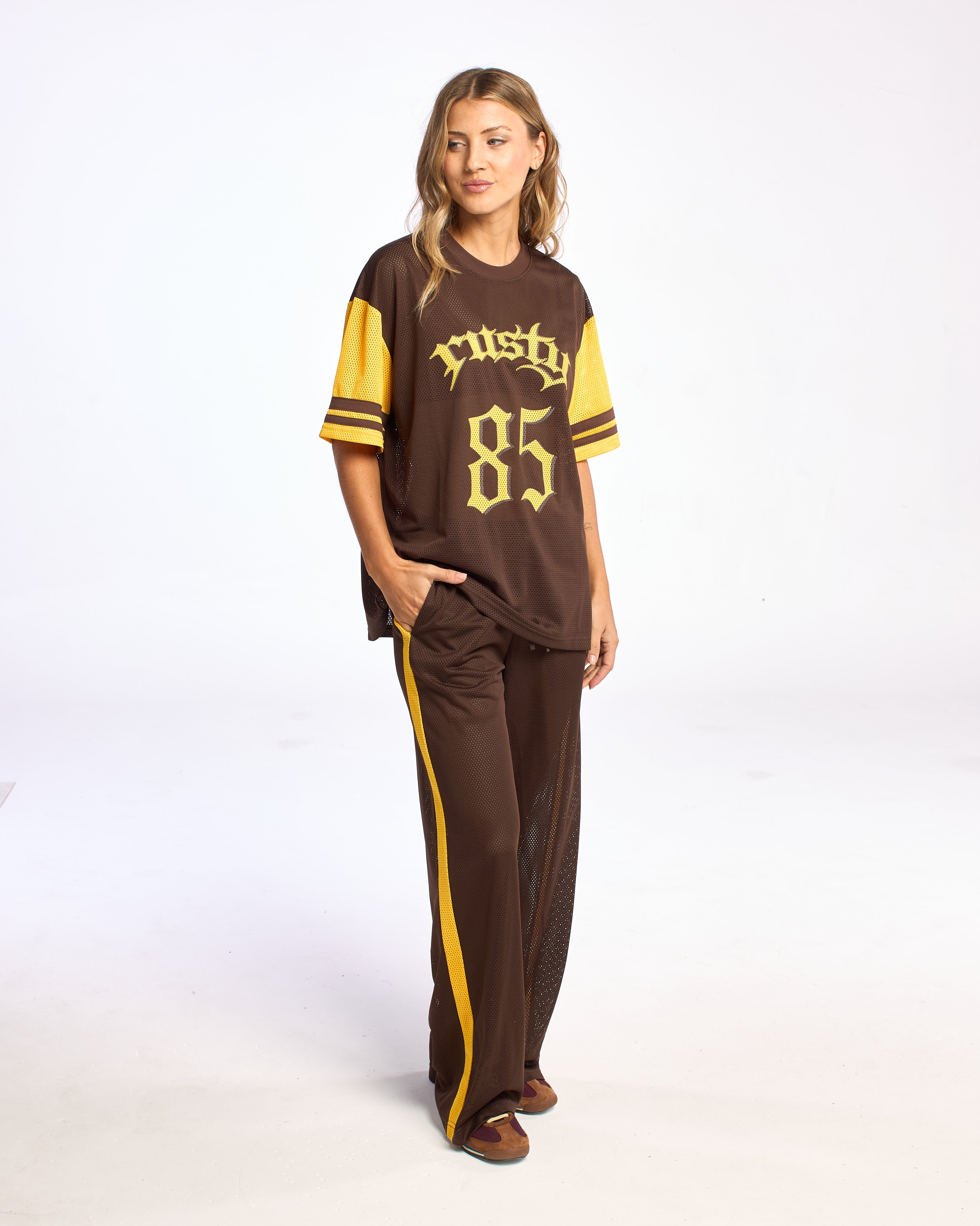 Pantalon Rusty Rag Stripe Wide Leg Mesh Pant Java/Amber