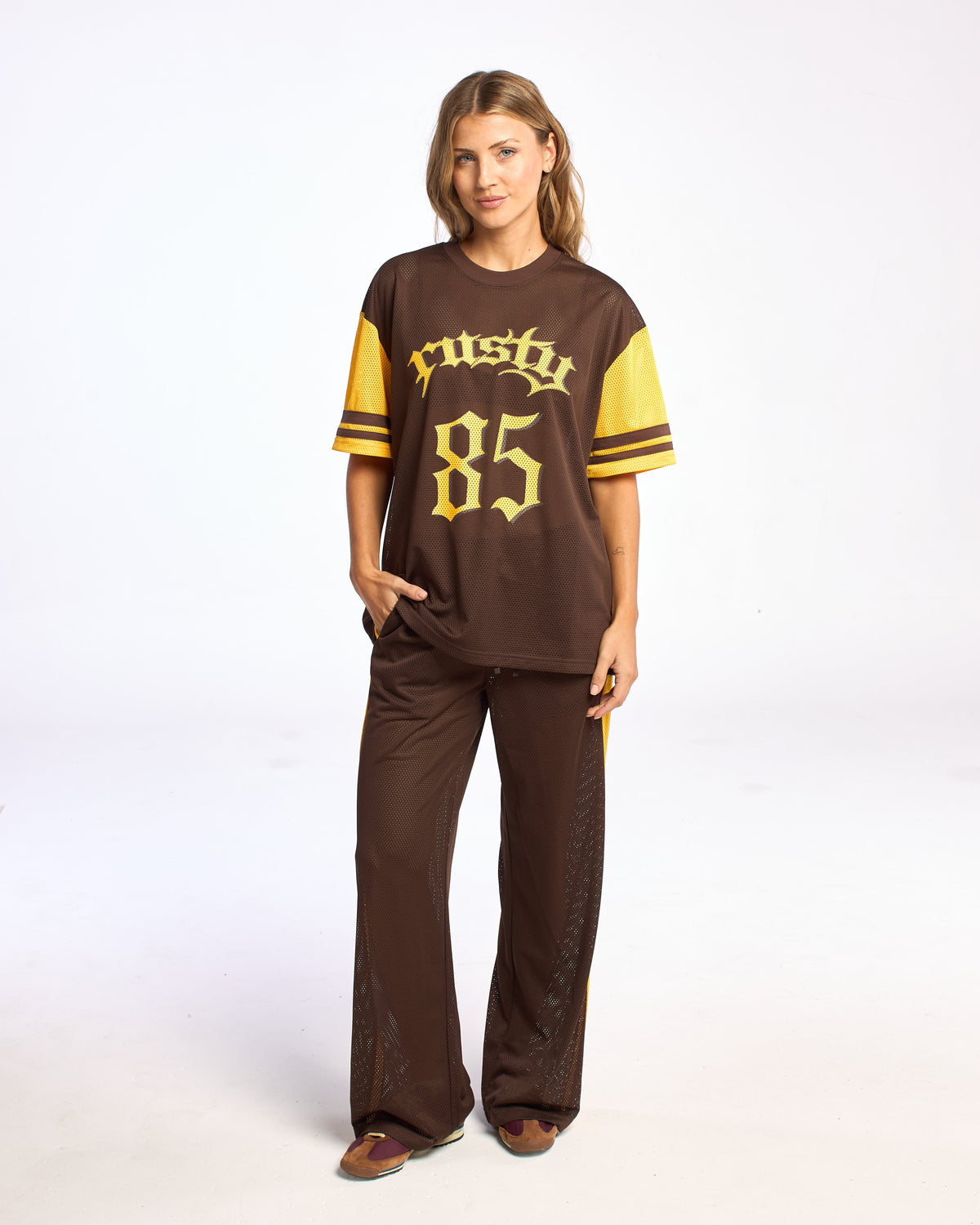 Pantalon Rusty Rag Stripe Wide Leg Mesh Pant Java/Amber