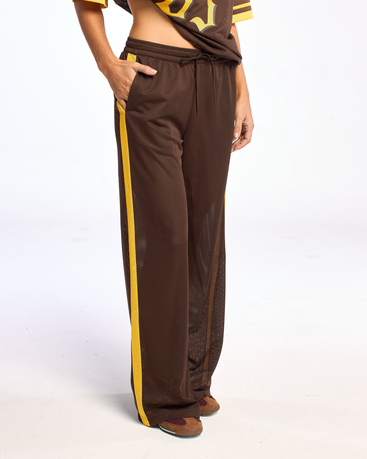 Pantalon Rusty Rag Stripe Wide Leg Mesh Pant Java/Amber