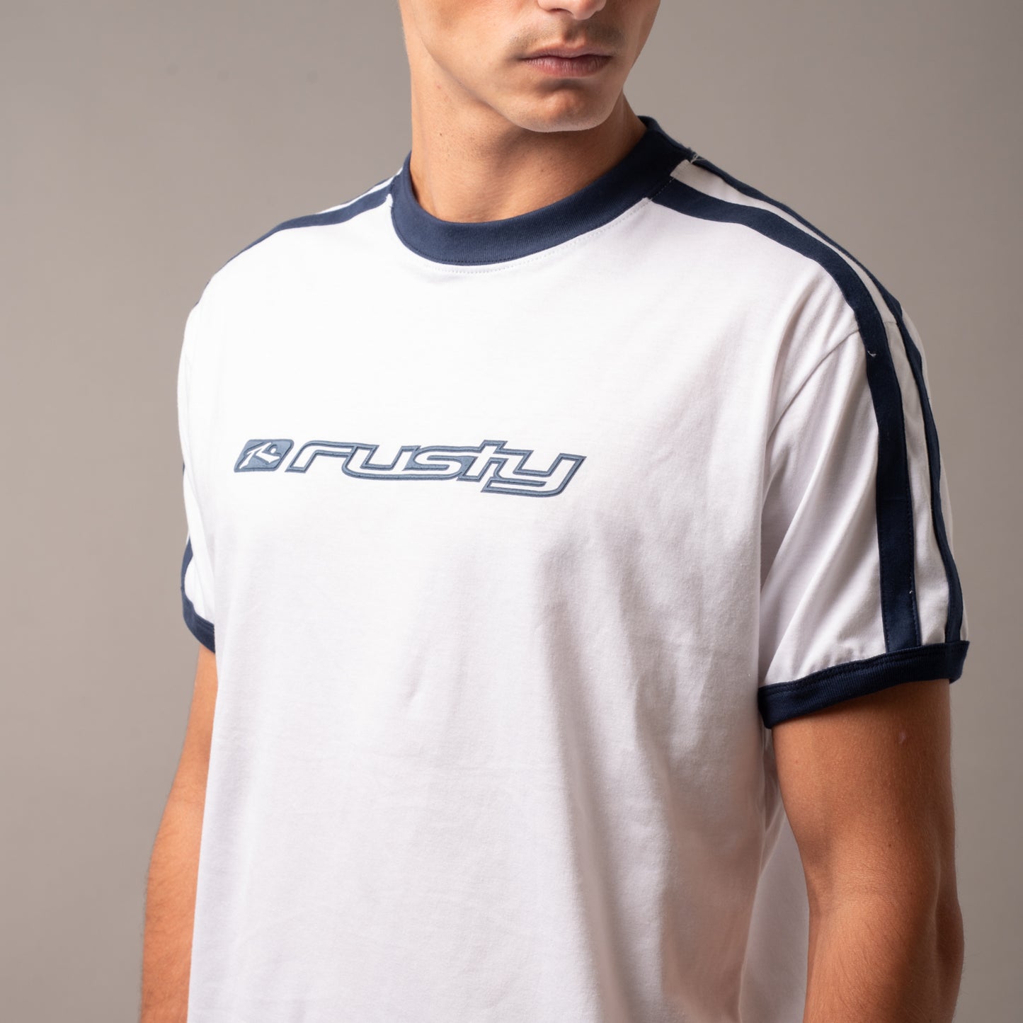 Remera Rusty Pedro White/Navy Blue