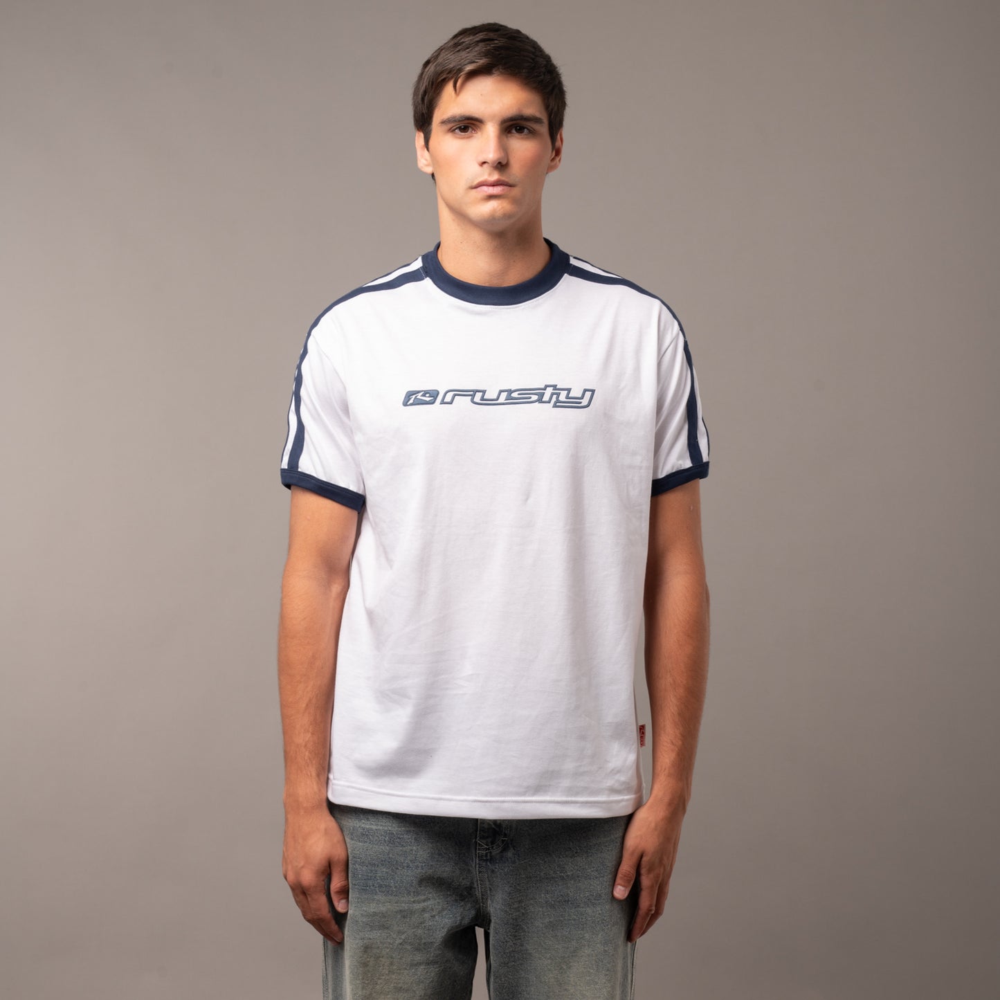 Remera Rusty Pedro White/Navy Blue