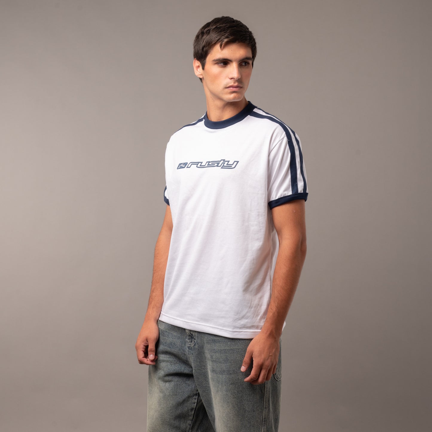 Remera Rusty Pedro White/Navy Blue
