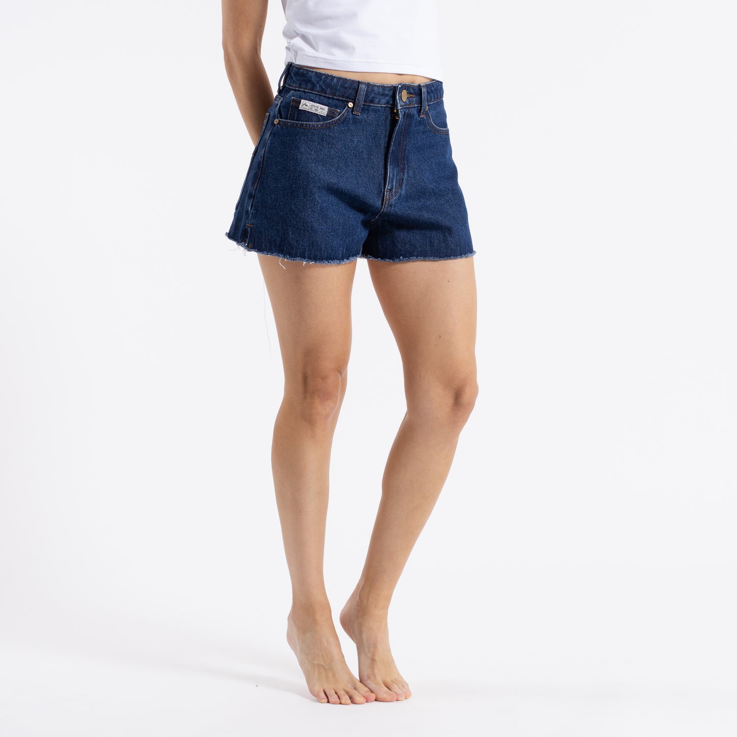 Bermuda Rusty Penny Kick Flare Denim Short Ld Deep Blue