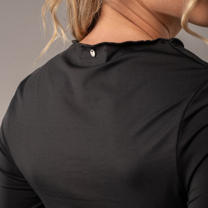 Fashion Top Rusty Plain Jane Ruched Ls Top Ld Black