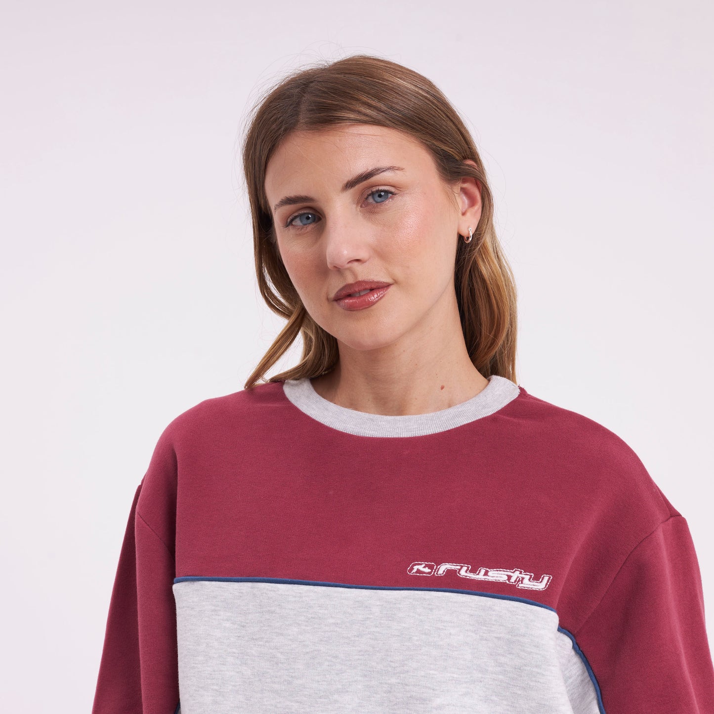 Buzo Rusty Polar Popped Panelled Crew Ld Grey Marle
